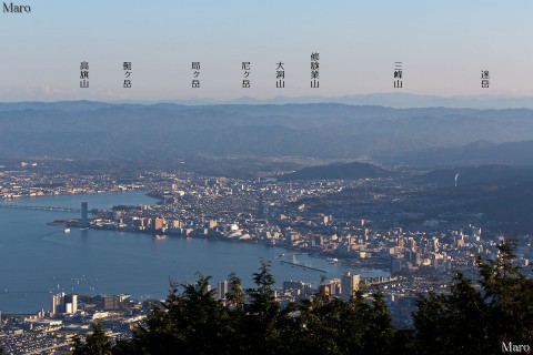 比叡山から大津、琵琶湖、遠くに室生、高見山地の山々を望む 2012年11月