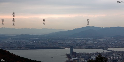 京都・如意ヶ岳から琵琶湖、鈴鹿山脈南部、湖南の山々を望む 2012年12月