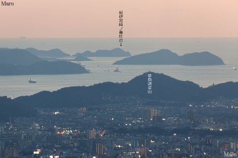 雲山峰から紀伊宮崎ノ鼻灯台、和歌浦湾、章魚頭姿山を望む 和歌山市 2012年12月