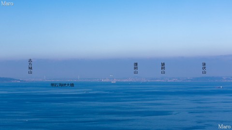 俎石山から明石海峡大橋、舞子、須磨方面を望む 紀泉アルプス 2012年12月