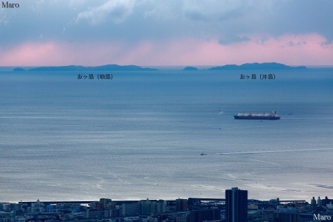菊水山から友ヶ島、紀淡海峡（中ノ瀬戸）を望む 2013年1月