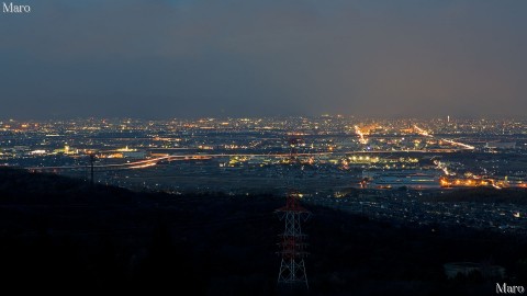 甘南備山から京都市南部～南西部方面の夜景を望む 京田辺市 2013年2月