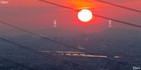 「枚方八景」国見山の展望 明石海峡、大阪湾と夕日を望む 大阪府枚方市 2013年2月