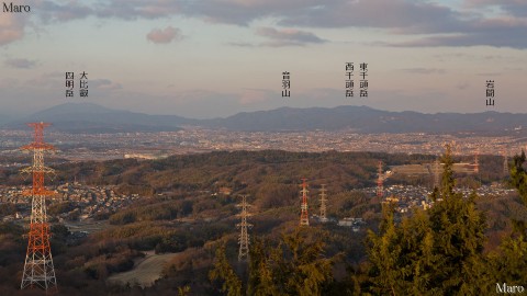 国見山から比叡山、醍醐山地の山々などを望む 大阪府枚方市 2013年2月