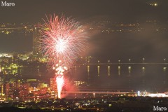 湖南アルプス笹間ヶ岳から建部大社の船幸祭に伴う打ち上げ花火を遠望 2013年8月