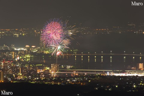 瀬田川花火大会を遠望 建部大社 船幸祭 滋賀県大津市 2013年8月