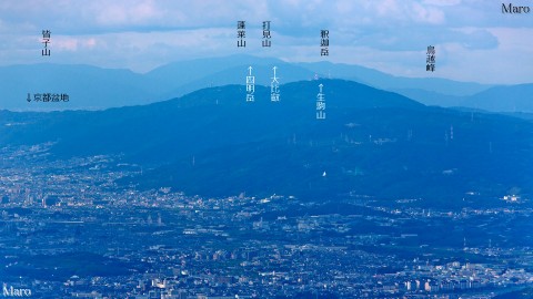 岩湧山から生駒山、遠くに比良山地、皆子山、比叡山などを遠望 2013年9月