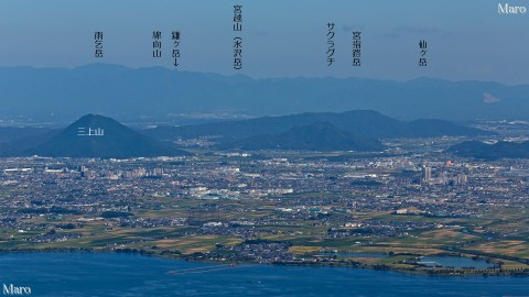 比叡山から雨乞岳や綿向山、近江富士、鏡山丘陵を望む 2013年9月