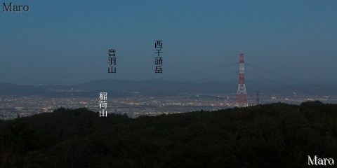 ポンポン山から京都南部の夜景を望む 2013年9月