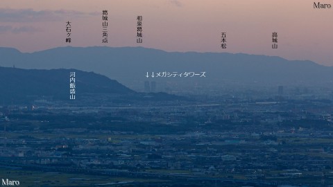 大文字山から和泉葛城山、メガシティタワーズを望む 2013年9月