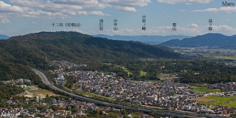 天山（希望が丘文化公園）から十二坊、鈴鹿南端、布引北端、名神高速道路を望む