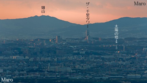 交野山から万博記念公園、太陽の塔、ザ・千里タワーを遠望 2013年11月