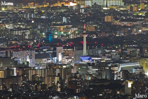 大文字山から点灯前の京都タワーを望む 2013年11月