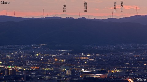 京都の大文字山から淡路島最高峰の諭鶴羽山、四国・剣山地の高丸山を遠望 2013年11月