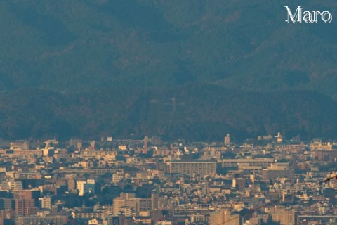 交野山から五山送り火「法」（松ヶ崎東山）の火床を望む 2013年11月
