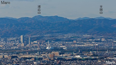 交野山から「ジオタワー高槻」、高槻駅周辺などを望む 大阪府交野市 2013年11月