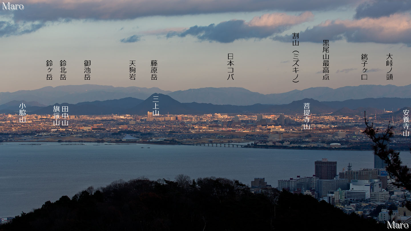 逢坂山（相場山）から「旗振り通信」の山々を望む 滋賀県大津市 2013年12月