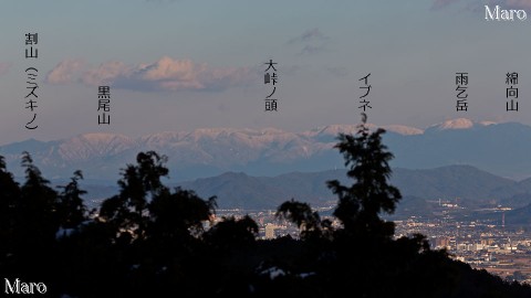 如意ヶ岳の展望地から雨乞岳、綿向山を望む 2013年12月