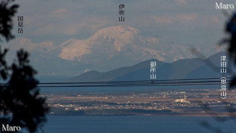 京都市の如意ヶ岳から滋賀県最高峰の伊吹山や奥島丘陵を遠望 2013年12月