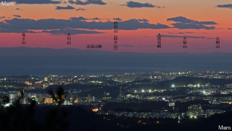 神戸・菊水山の夕焼け・夜景 播磨灘、香川、愛媛方面 2013年12月