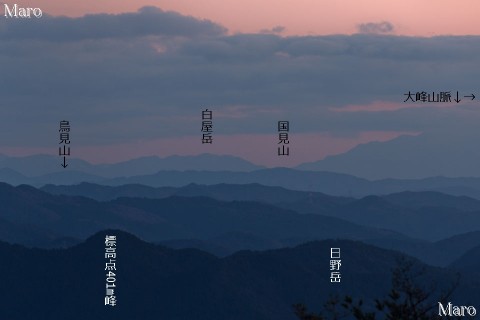 大文字山から台高山脈の白屋岳や醍醐山地の日野岳を遠望 京都市 2014年1月