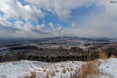 大文字山の火床から雪積もる京都を一望する 2014年1月