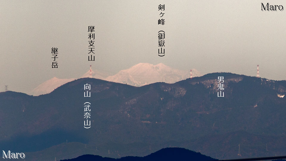 如意ヶ岳（如意ヶ嶽）から御嶽山（木曽御嶽）を遠望 京都東山 2014年1月