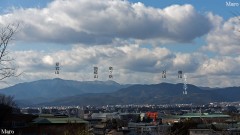 疏水公園（蹴上広場）から岡崎、愛宕山、左大文字を望む 2014年3月