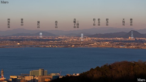 逢坂山から霊仙山、御池岳など鈴鹿山脈北部の山々を望む 2014年3月