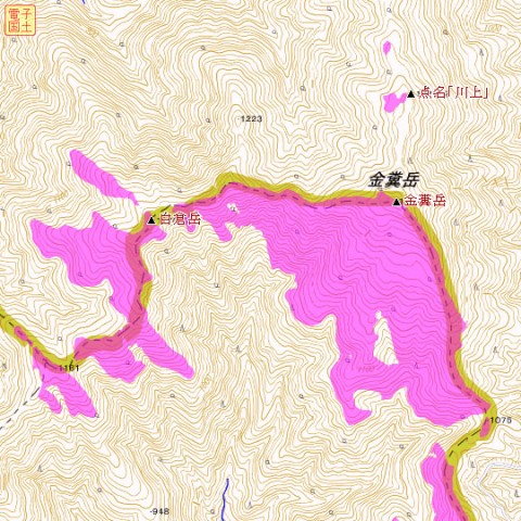 「あべのハルカス」可視マップ 岐阜県 金糞岳周辺（西美濃）