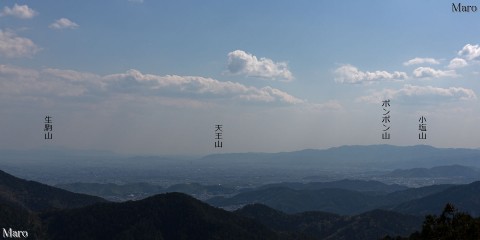 金毘羅山から京都盆地、生駒山、遠くに大阪方面を望む 2014年4月