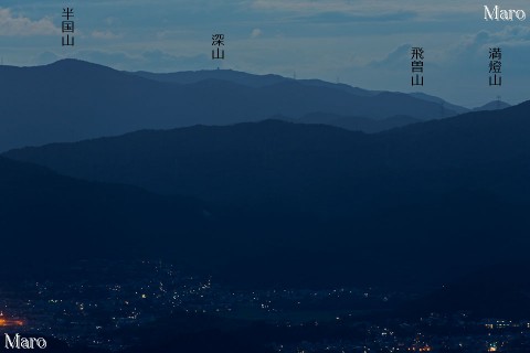 大文字山から嵯峨嵐山方面、深山のレーダ雨量観測所を望む 2014年8月