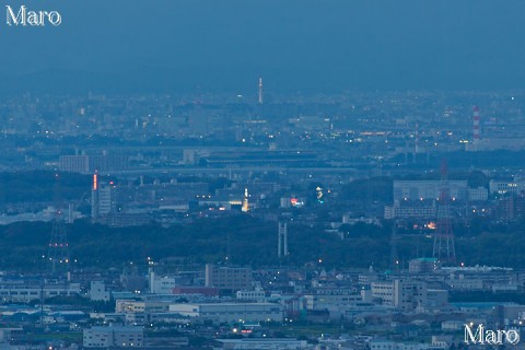 大阪の河内飯盛山から京都タワーを遠望 2014年8月