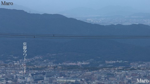 ポンポン山から京都タワー、京都市南東部を望む 2014年10月
