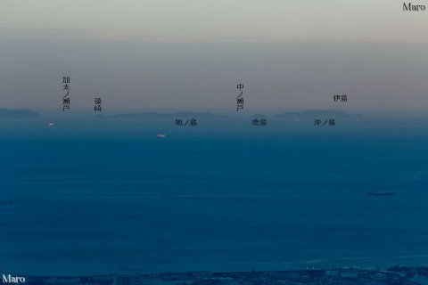 神戸・摩耶山 掬星台から紀淡海峡の友ヶ島、紀伊水道の伊島を遠望 2014年9月