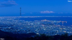 摩耶山の掬星台から六甲アイランド、阪神間、大阪方面の夜景を望む 2014年9月