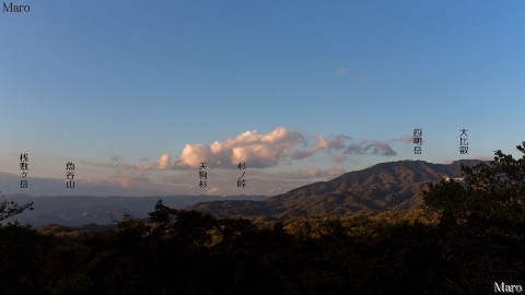 大文字山「うぐいす峠」東側の展望地から比叡山、京都北山を望む 2014年11月