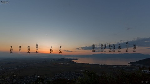 八幡山城「西の丸」跡から琵琶湖、比良山地、比叡醍醐山地を一望する 近江八幡市 2014年11月