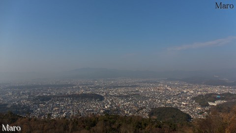 大晦日の大文字山 火床から霞む京都と愛宕山を望む 2014年12月31日