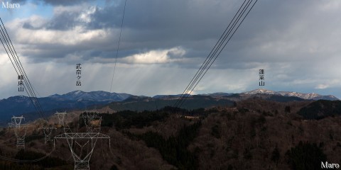 ナベクロ峠、祖父谷峠の分岐の展望地から比良山地を望む 桟敷ヶ岳 京都北山 2014年12月