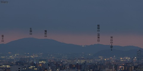 船岡山から生駒山地の山々を望む 京都府京都市北区 2014年12月