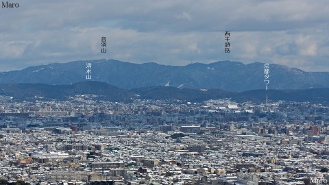 嵯峨嵐山 小倉山から京都の雪景色、醍醐山地を望む 京都市右京区 2015年1月