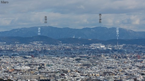 嵯峨嵐山 小倉山から京都の雪景色、醍醐山地を望む 京都市右京区 2015年1月