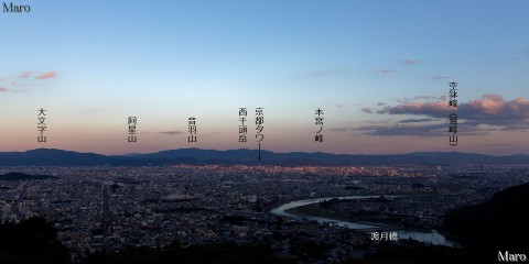 小倉山の展望地から京都の夕景を一望する 京都市右京区 2014年3月
