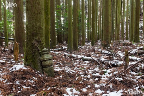 如意寺子院 深禅院跡推定地 残雪と五輪塔 如意ヶ岳 2015年2月