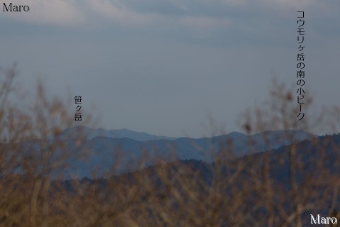 大文字山から信楽方面、笹ヶ岳、コウモリヶ岳の周辺を望む 2015年2月