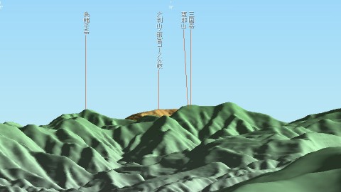愛宕山三角点の南0.24km地点から恵那山の遠望図 気差1.2で計算