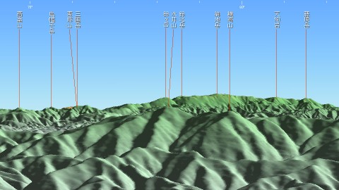 愛宕山三角点の南0.24km地点から恵那山方面の展望図 気差1.2で計算