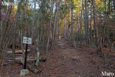 「大田の小径」道標番号「2」 歩きやすい山道 京都市北区上賀茂 2015年3月