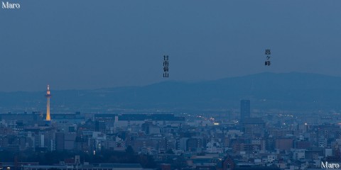 「大田の小径」の展望地からイエローの京都タワーを望む 2015年3月